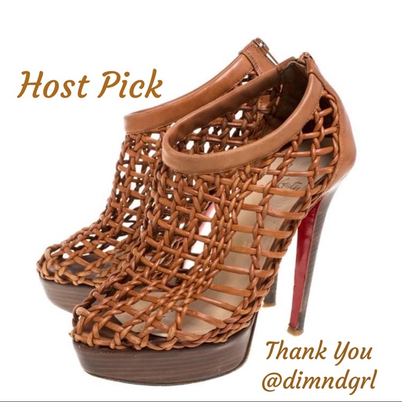 Christian Louboutin Woven Leather Caged Bootie - Picture 1 of 13